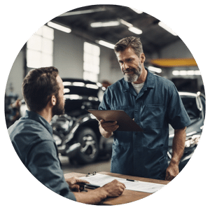 auto shop owner interviewing technician