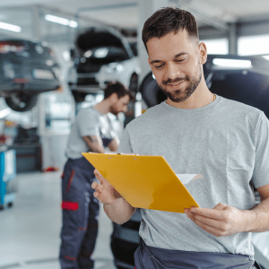 technician holding a clipboard