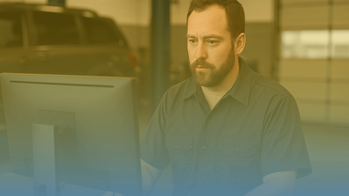technician looking at a computer monitor